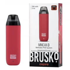 Перезаправляемая Под-Система Бруско Миникан 3 (Brusko Minican 3) 700 mah, Светло Красный
