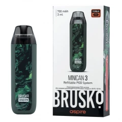 Перезаправляемая Под-Система Бруско Миникан 3 (Brusko Minican 3) 700 mah, Тёмно Зелёный Флюид